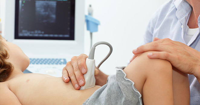 Toddler getting an ultrasound