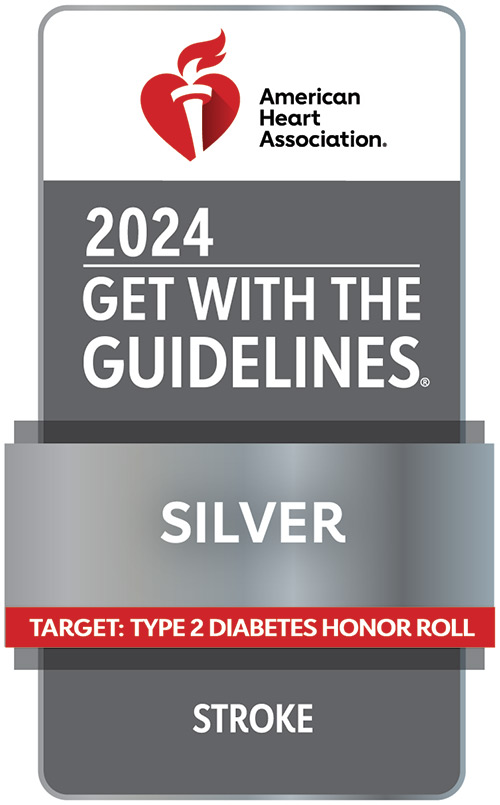 American Heart Association 2024 Get with the Guidelines Silver. Target: Type 2 Diabetes Honor Roll. Stroke