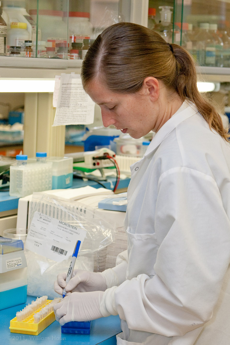 Resident conducting research in a lab