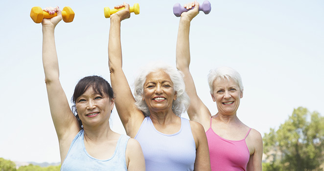 Elderly women exercising